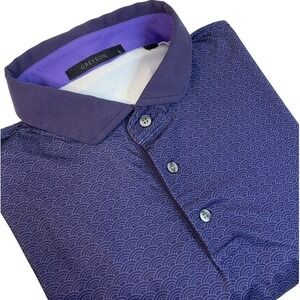 Greyson Golf Polo Men's L Performance Activewear Purple Scallop Geometric